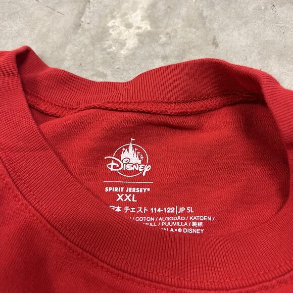 Womens Disney Spirit Jersey Red Mickey Mouse Logo Spell Out Sleeves Shirt XXL - Picture 5 of 6